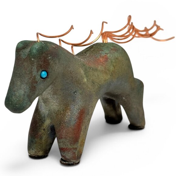 Other - OOAK Signed Jeremy Diller Raku Spirit Horse with Turquoise Eyes & Copper Mane